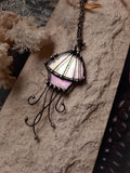 Jellyfish stained glass pendant